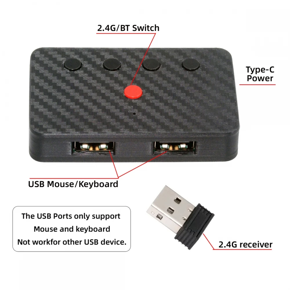 usb-有線キーボードとマウスをワイヤレス-24g-bluetooth-bt-コンバーターに変換、ラップトップ-タブレット電話用のレシーバー-type-c-電源付き