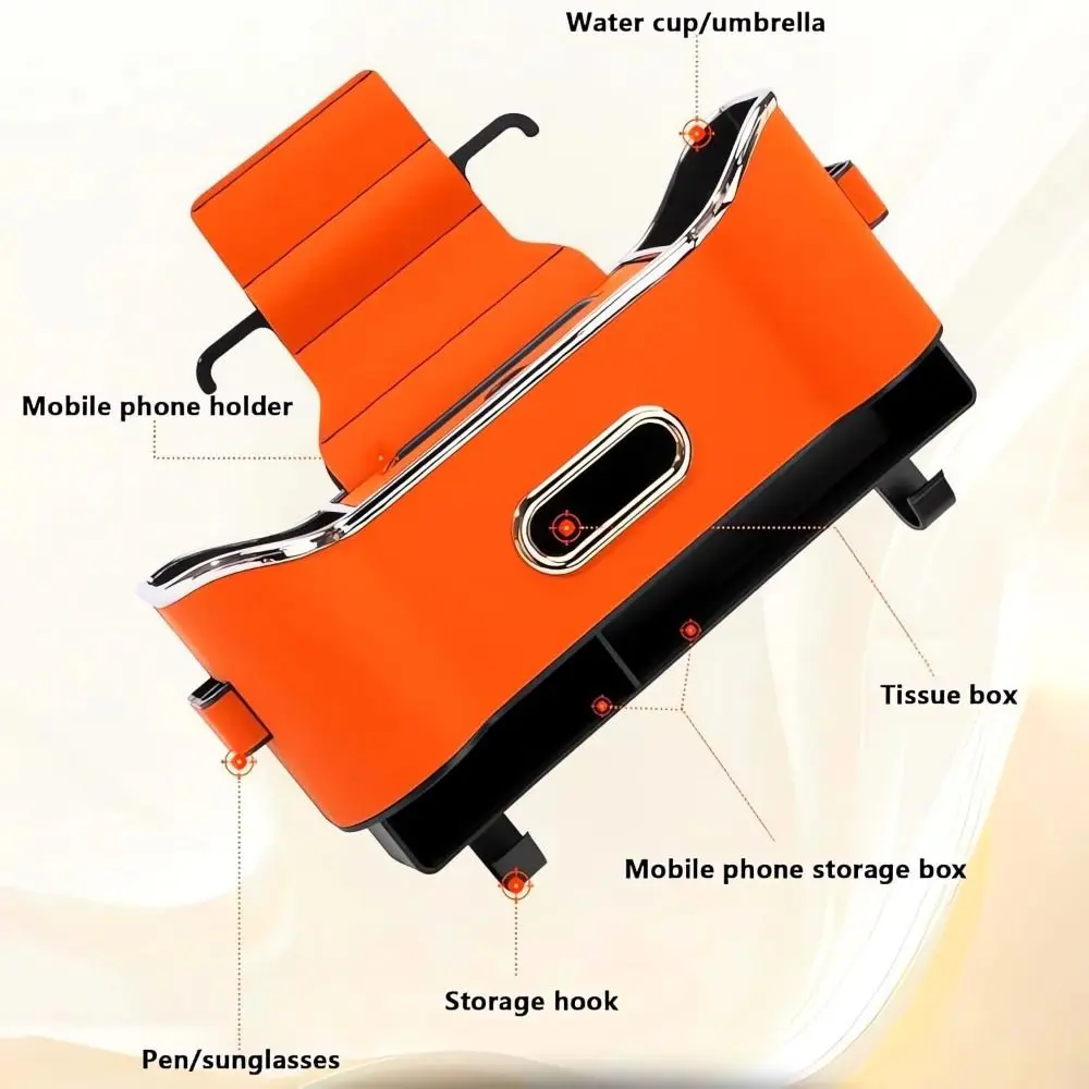 Large Capacity Car Seat Back Storage Box With 2 Cup Holder Multifunctional Car Seat Tissue Storage Box Portable