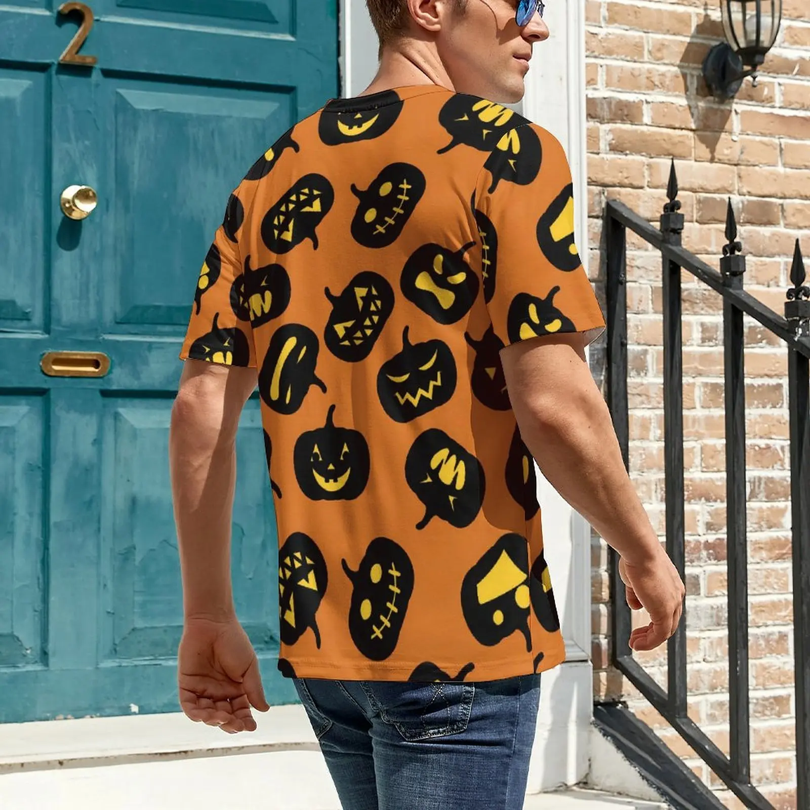 Male Happy Haunts T Shirt Halloween Pumpkins Harajuku T Shirts Short Sleeve Graphic Tops Cheap Summer Aesthetic Oversized Tees