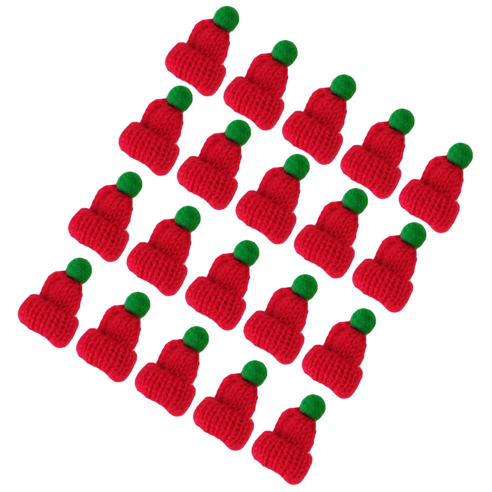 20 Pcs Small Santa Hats for Crafts Mini Beanie Top Creative Decor Decorations Knitting Wool Cell Phone