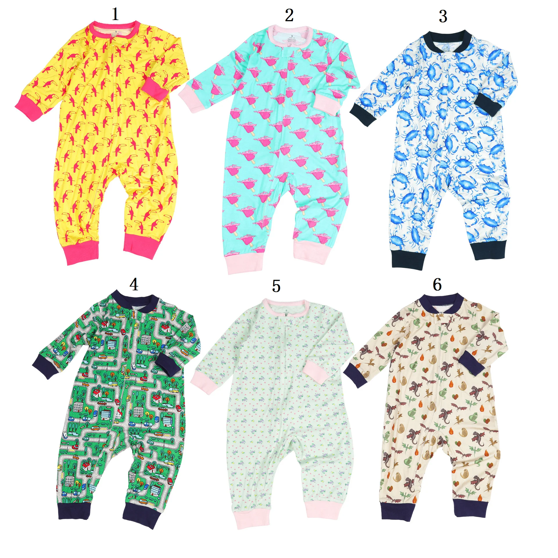 

Read To Ship Baby Rompers Baby Sleeper Bamboo Onesie Zip Toddler Romper Sleepsuit For Kids