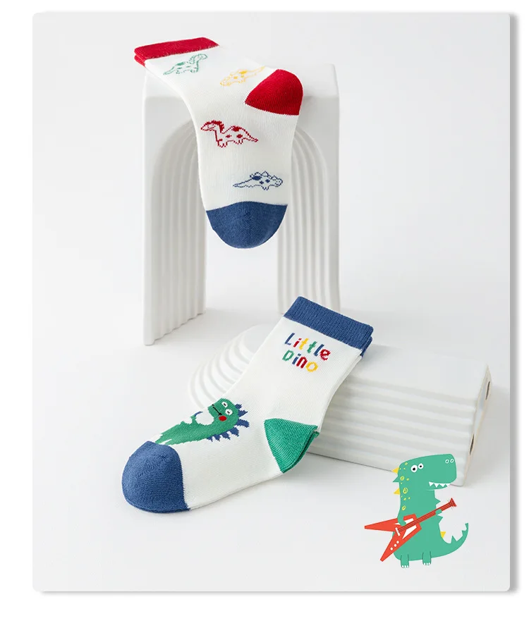 5 Paar Kinder-Crew-Socken für Frühling und Sommer, Sportsocken für Jungen, rutschfeste Socken – Detail 3