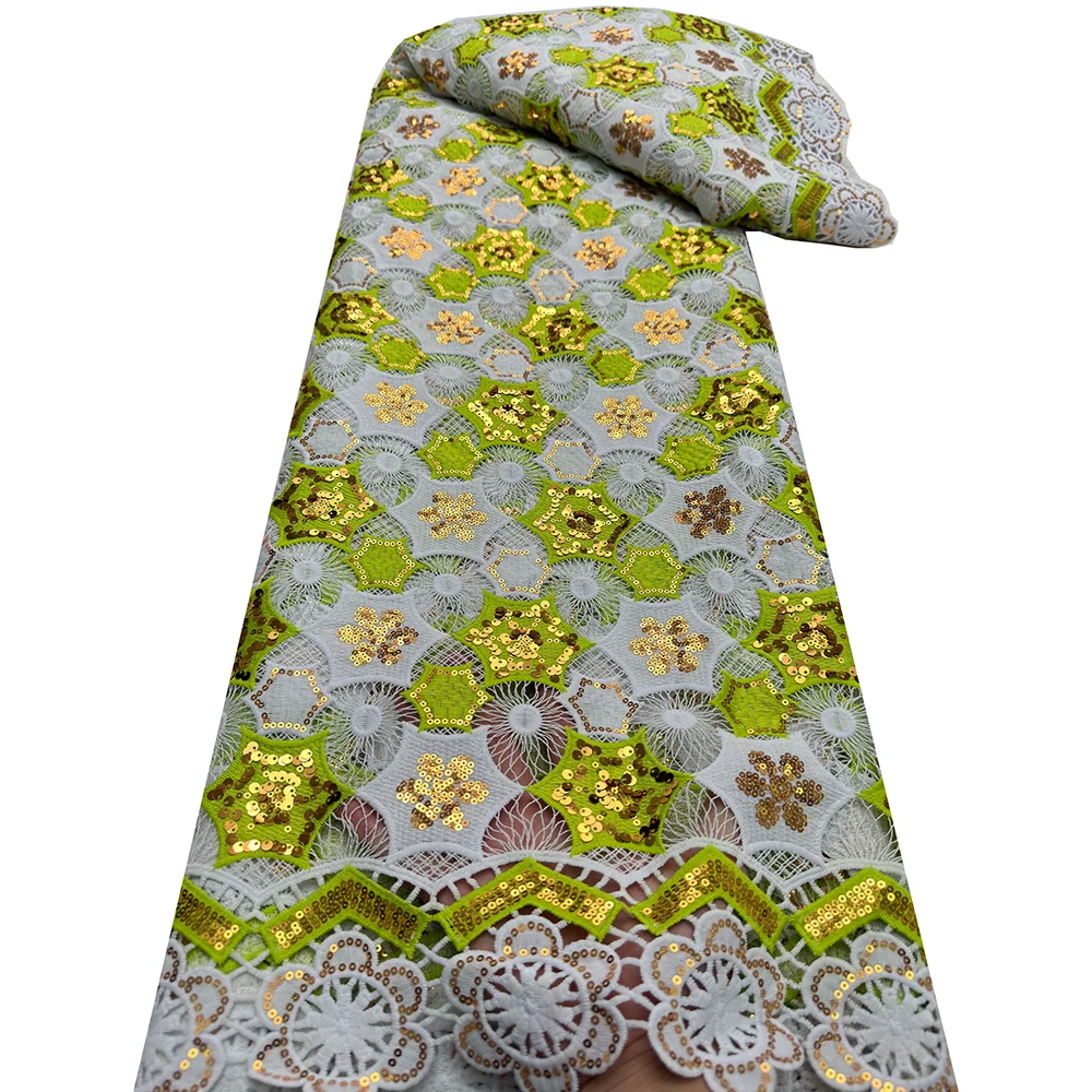 

African Milk Silk Embroidery Lace 2024 High Quality French Mesh Tulle Sequins Lace Fabric For Nigerian Wedding Dresses