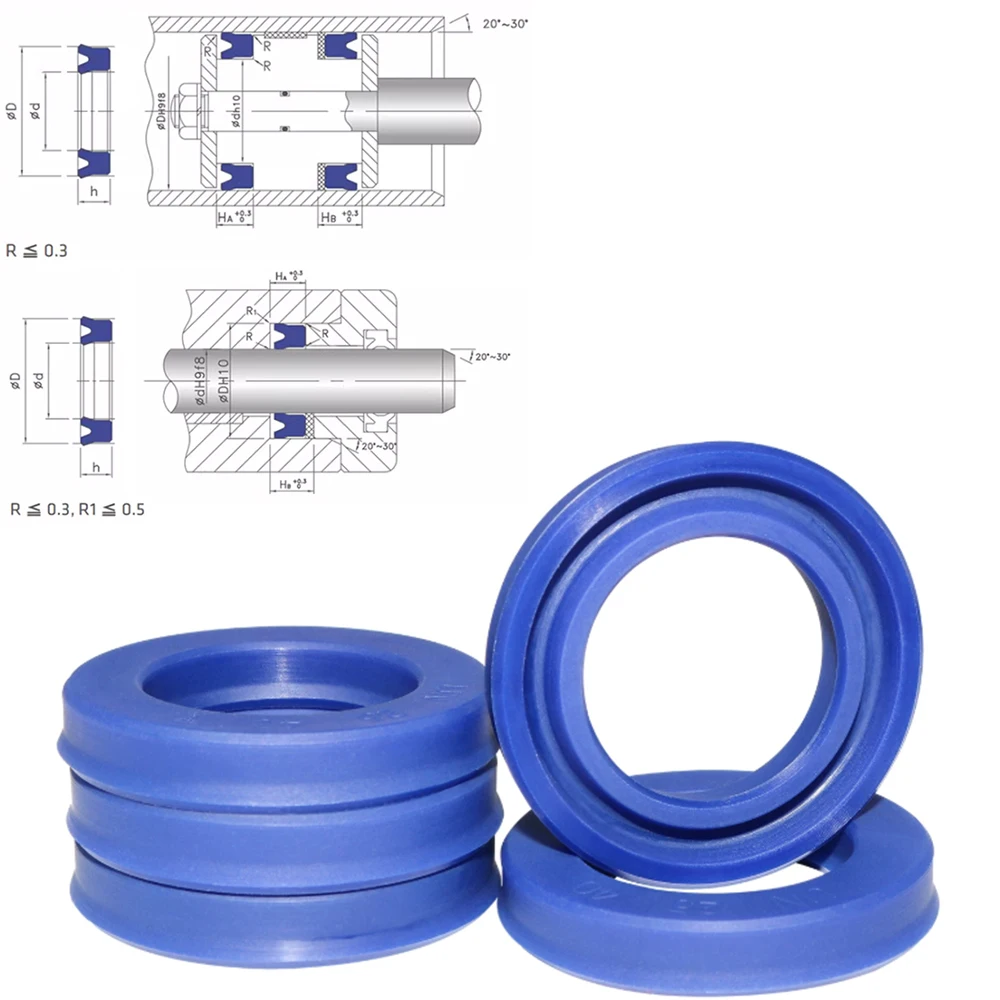 2Pcs UN ID 40/42-65mm UN Radial Shaft Hydraulic Seal,Polyurethane Piston Shaft Piston Rod TPU Single Lip U Cup Oil Seal O-Ring