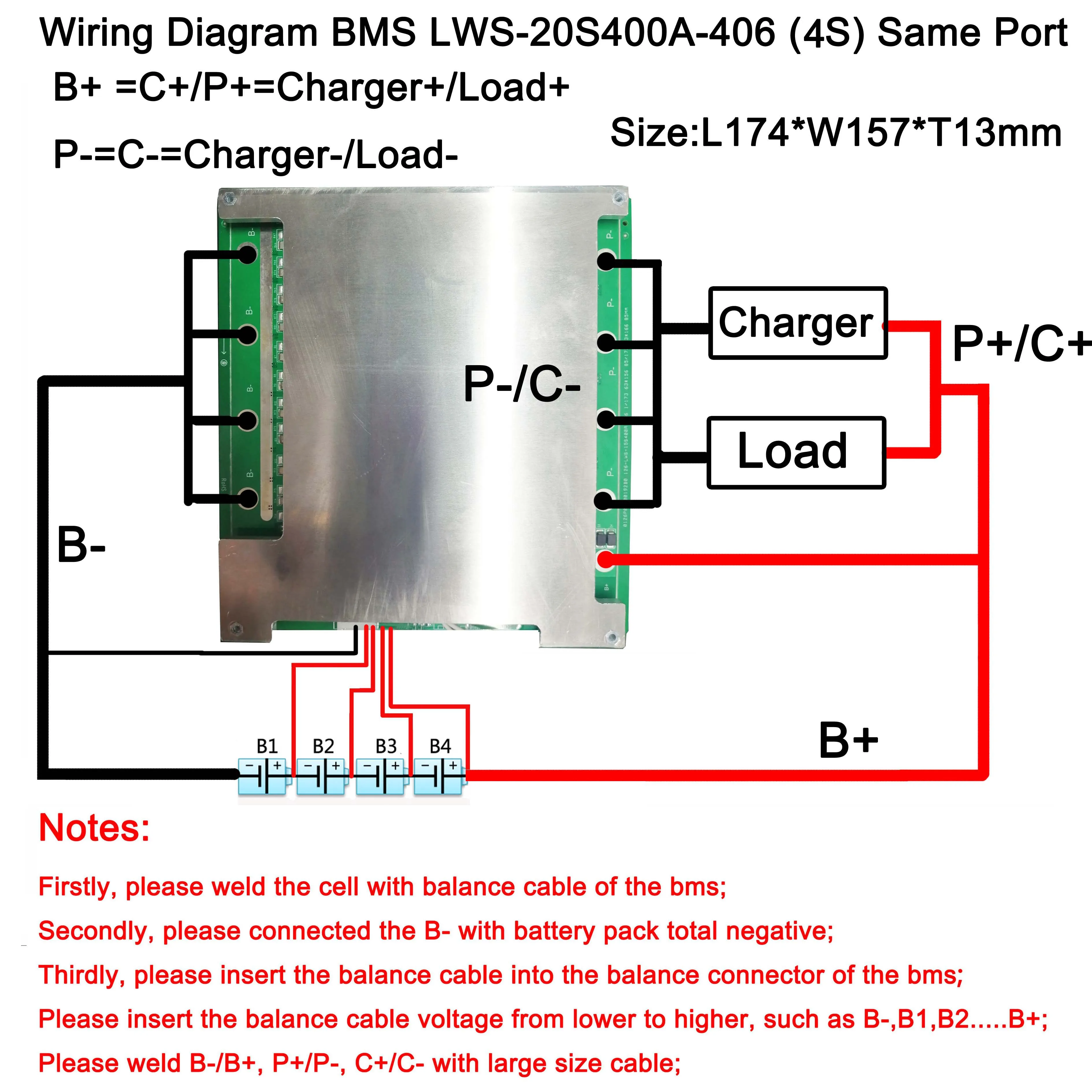 Bms 3s-20s 100A 150A 200A 250A 300A 350A 400A Li-ion/LTO /lifepo4 battery Bms 16s 400a