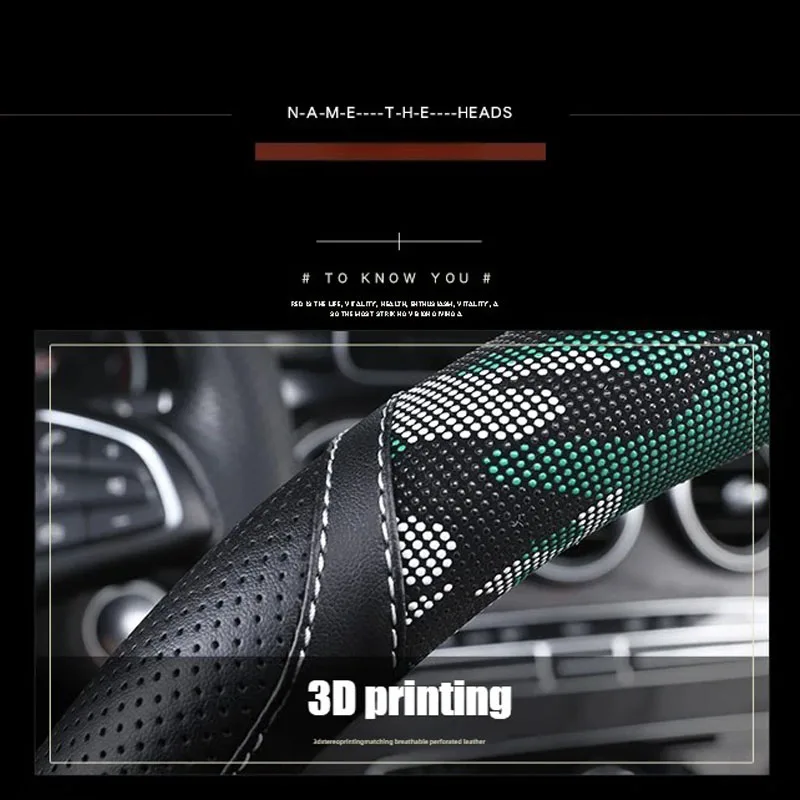 3D Camouflage Print Steering Wheel Cover  Durable Leather Cover with Anti-Slip Lining, Fit for 14.5"-14.8" - view 4