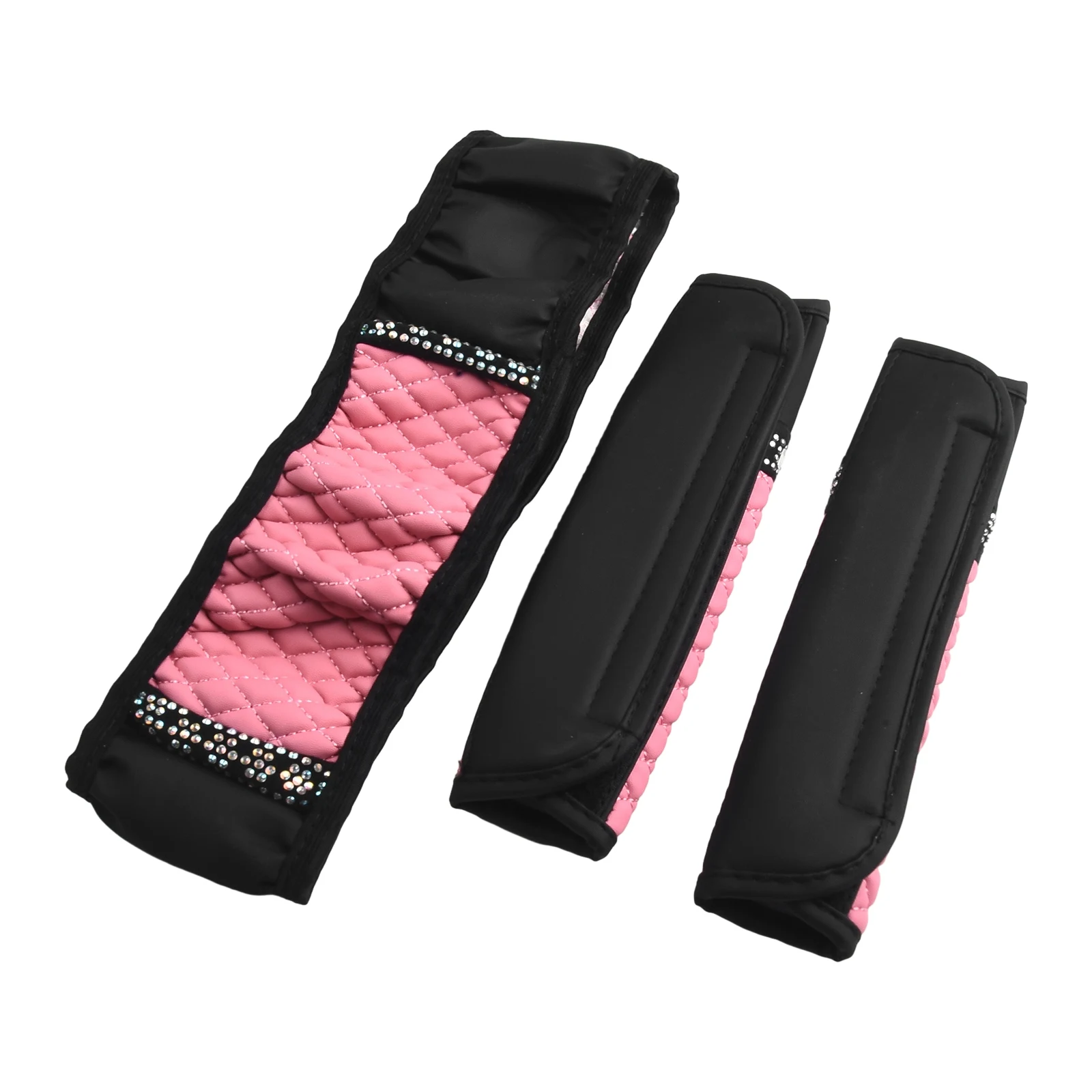 

Steering Cover Gorgeous Bling Leather Rhinestone Car Steering Wheel Cover with Shoulder Pads Pink Fashion Forward