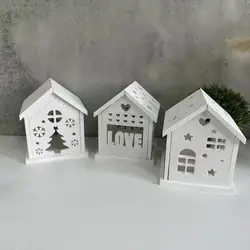 3D Hollow Christmas Snow House Silicone Mold DIY Star Splicing House Creative Candlestick Christmas Series Home Decoration Mold