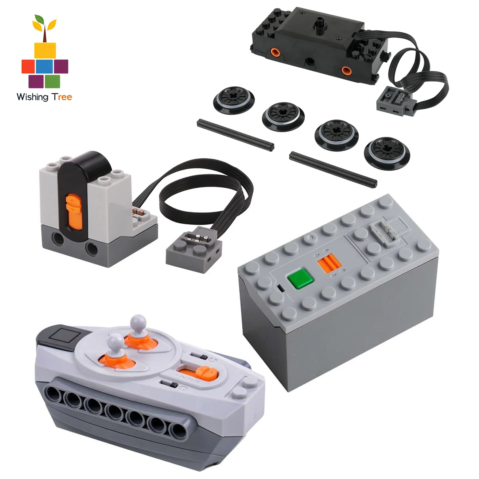 مجموعة وظائف الطاقة المتوافقة مع مكعبات البناء مع محرك القطار IR عن بعد AAA جهاز استقبال صندوق البطارية للمبنى الإبداعي