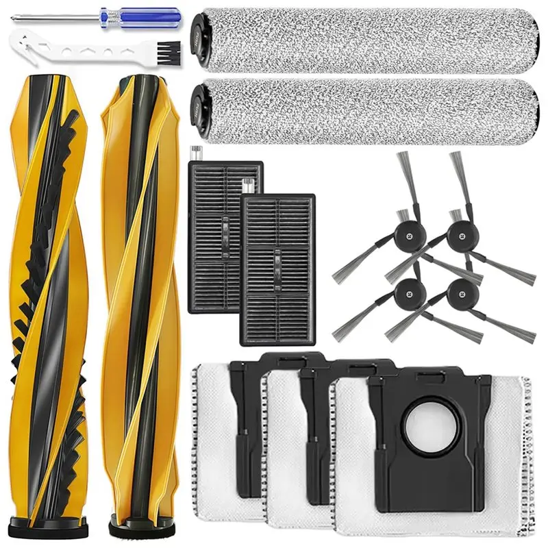 

CKFAM-Replacement Kit 15PCS For Dreame Mova Z60 Ultra Robot Vacuum Cleaner- Main Brush, Roller Mop, Dust Bags, Side Brush& HEPA