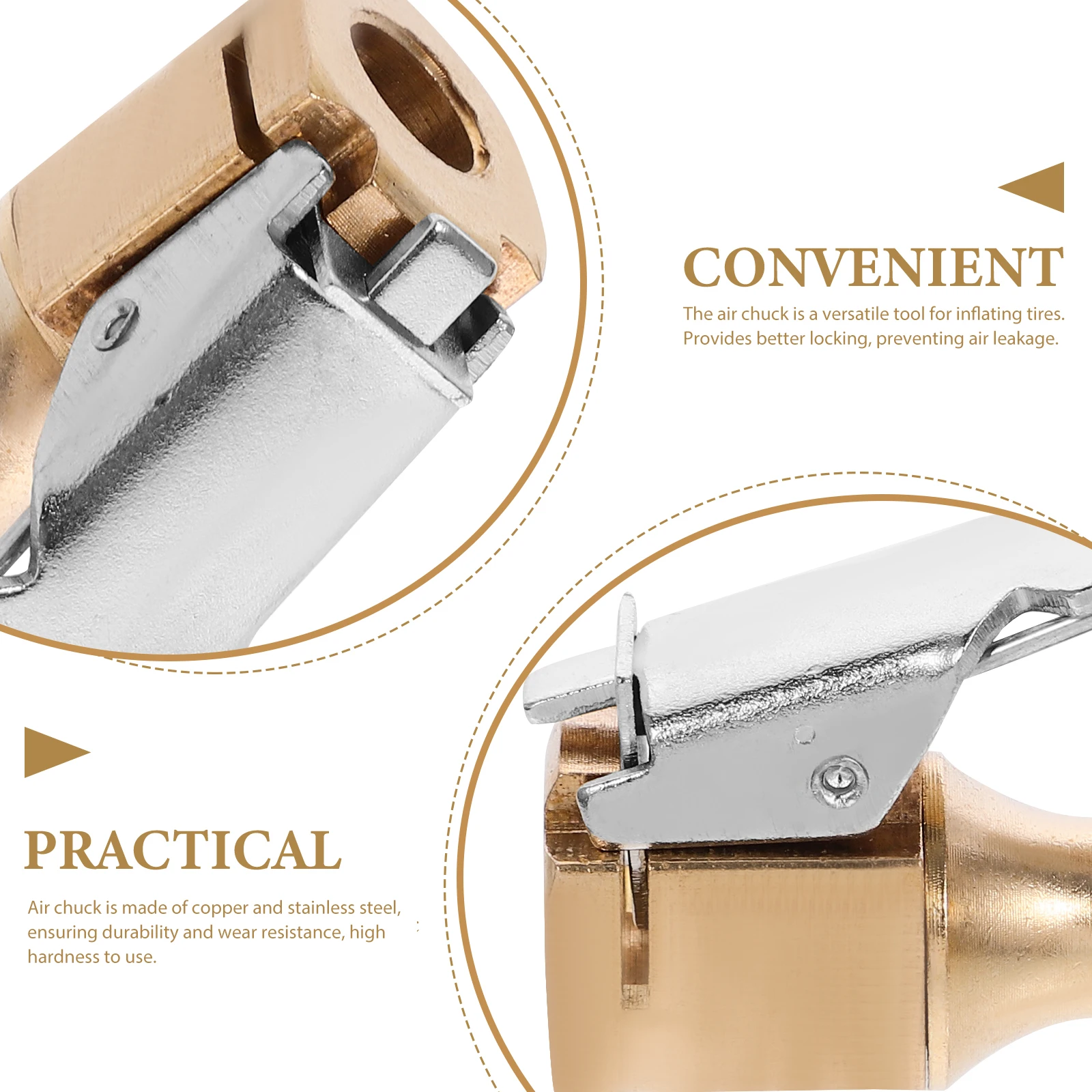 

Locking Air Chuck Copper Stainless Tire Inflation Chuck Inflate Sealed Ball Durable Air For Car Motorcycle Truck Tires