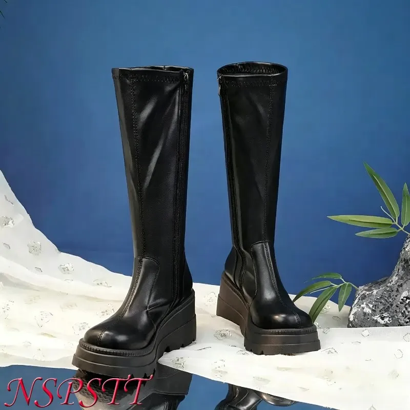 NSPSTT Universal Knee High Height Increasing Boots Adult Men's Elevating Shoe Inserts for Lengthening Gaiter Style
