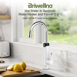 Briwellna Electric Faucet With Digital Display 220V Instant Electric Water Heater 2 in 1 Kitchen Sink Tap Tankless Water Heater