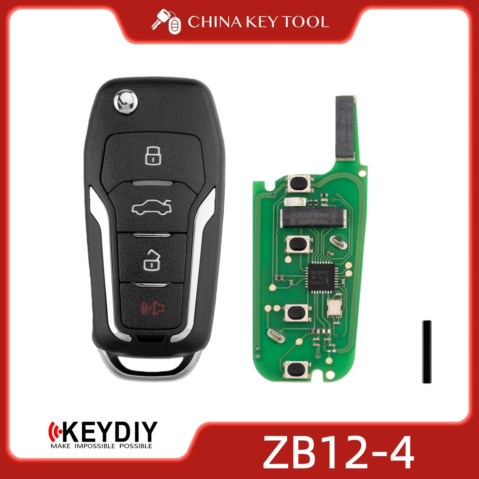 

KEYDIY KD ZB12-4 Universal Smart Remote Key 3+1 Buttons Compatible with Ford Type