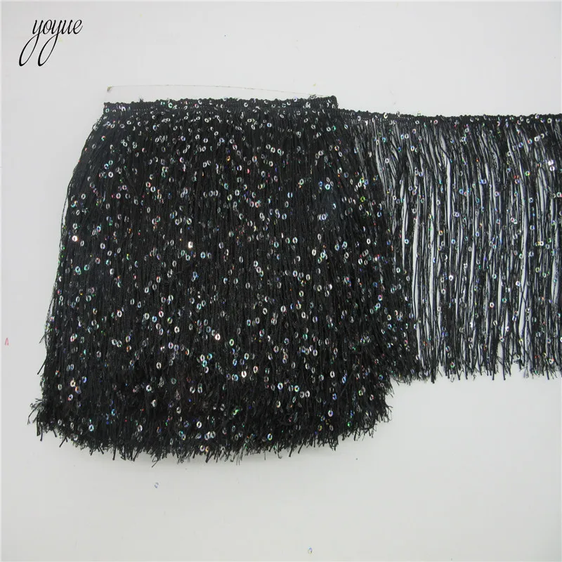 100 meter 20cm Long Fringe Lace Tassel Polyester Lace Trim Ribbon Latin dance skirt curtain fringes for sewing