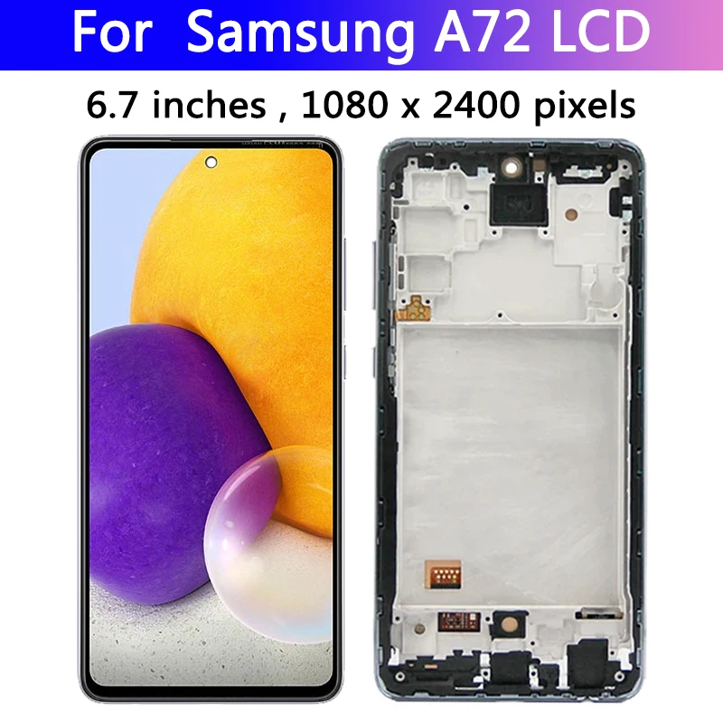 Super AMOLED For Samsung A72 A725 A725F A725F/DS Display Touch Screen Digitizer Assembly For Samsung A725 LCD With Fingerprint