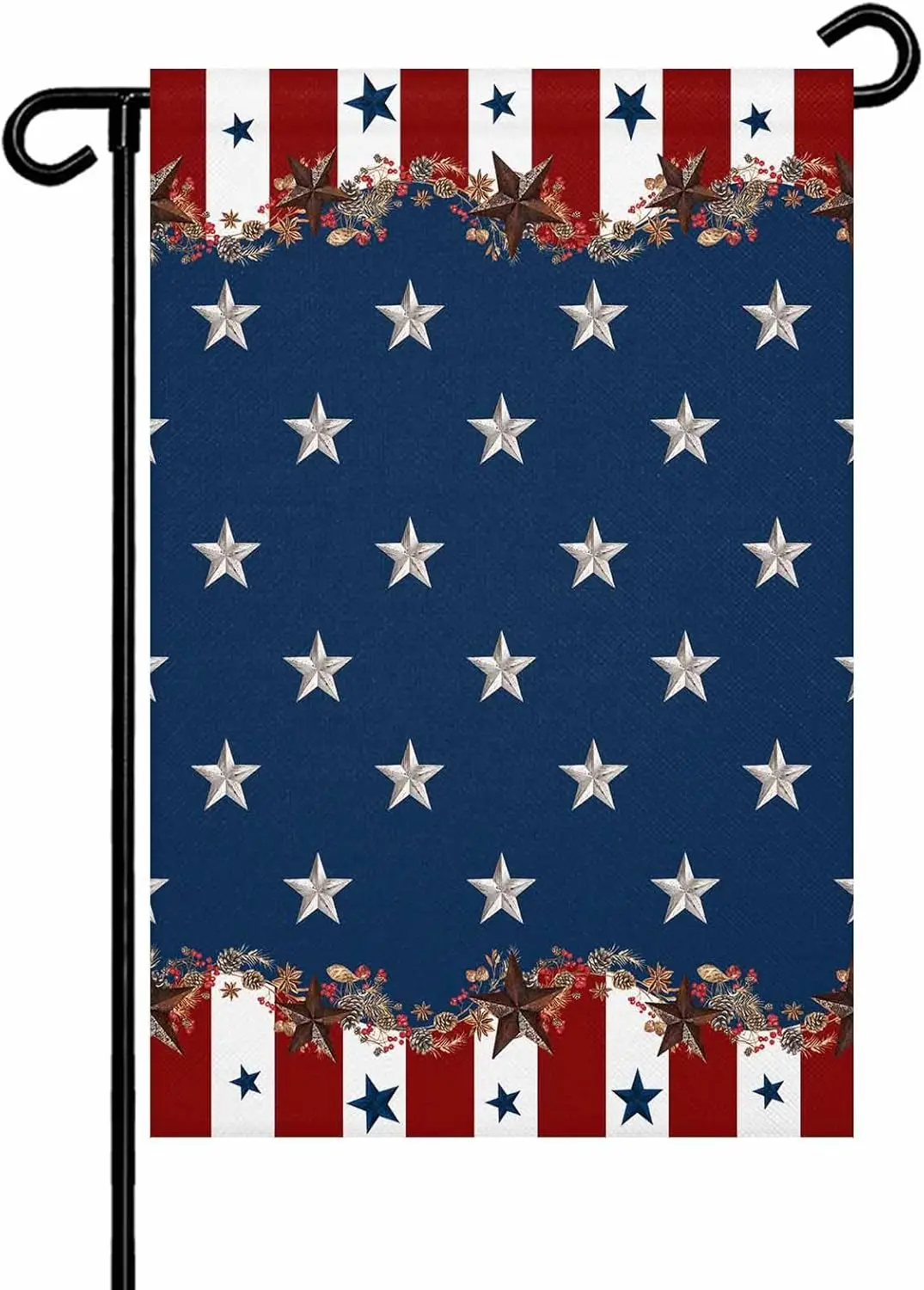 4th of July Garden Flag 12x18 Inch Double Sided, Memorial Day Country Star Patriots Welcome Yard Flags Outside Banners for F ZZM