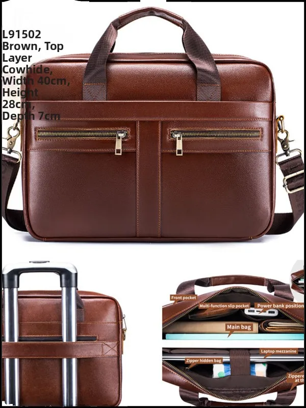 

Мужская сумка из натуральной кожи, верхний слой из воловьей кожи, деловая сумка с мягкой ручкой, молодежный деловой кошелек, квадратный Лев, большой размер