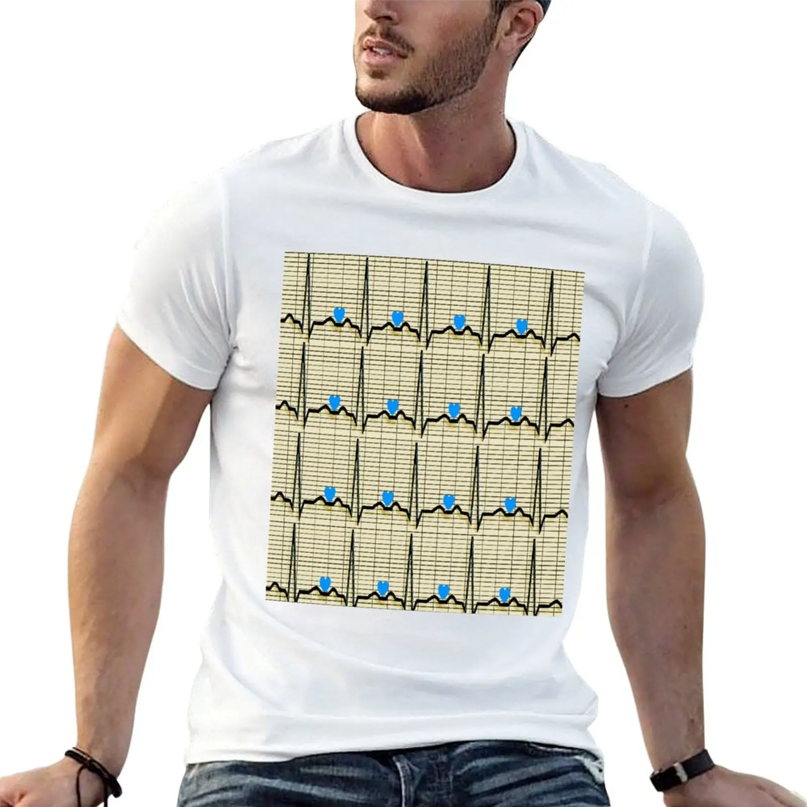 Cardiac Rhythm Strips Yellow T-Shirt Stylish Graphic Short Sleeve Top