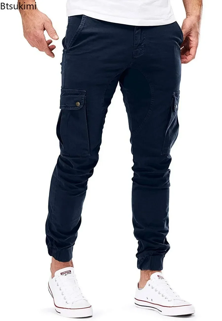 2025 Men's Streetwear Cargo Pants Fashion Sweatpants Joggers Men Casual Pants Solid Color Cotton Trousers Mens Brand Track Pants