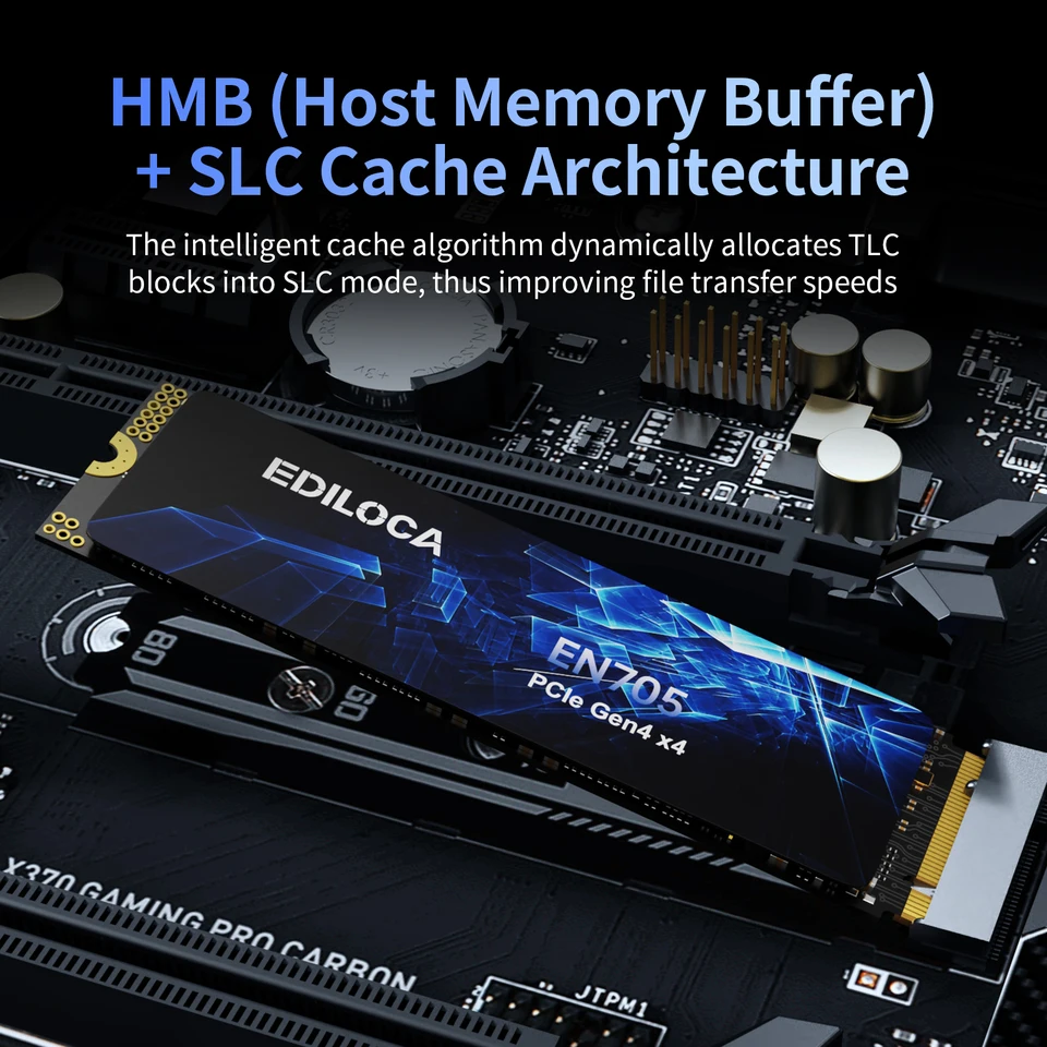 Ediloca EN705 M.2 2280 SSD 5000MB/秒 PCIe Gen4.0x4 NVMe SSD 内蔵
