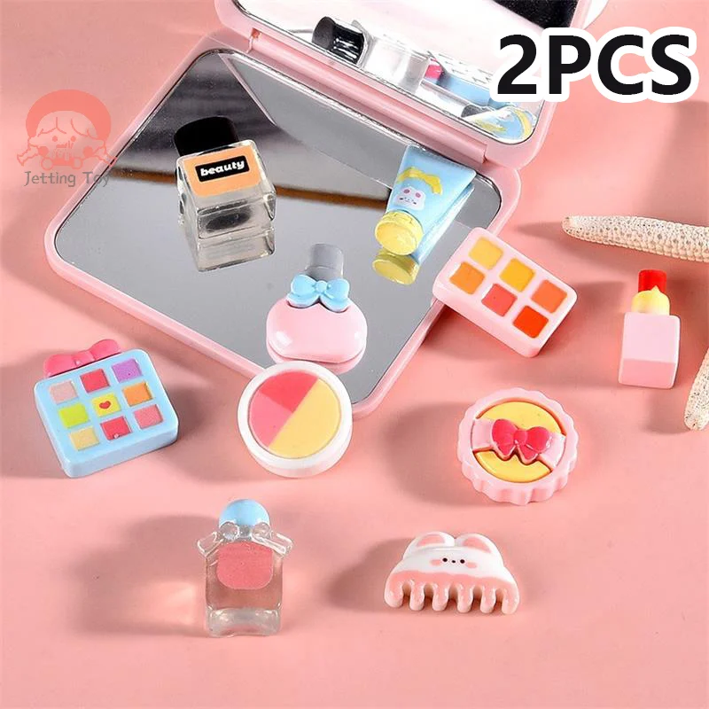 2 teile/beutel Puppenhaus Spielzeug Miniatur Simulation kosmetischen Lippenstift Lidschatten Parfüm Puppenhaus Make-up Szene Zubehör DIY Materialien