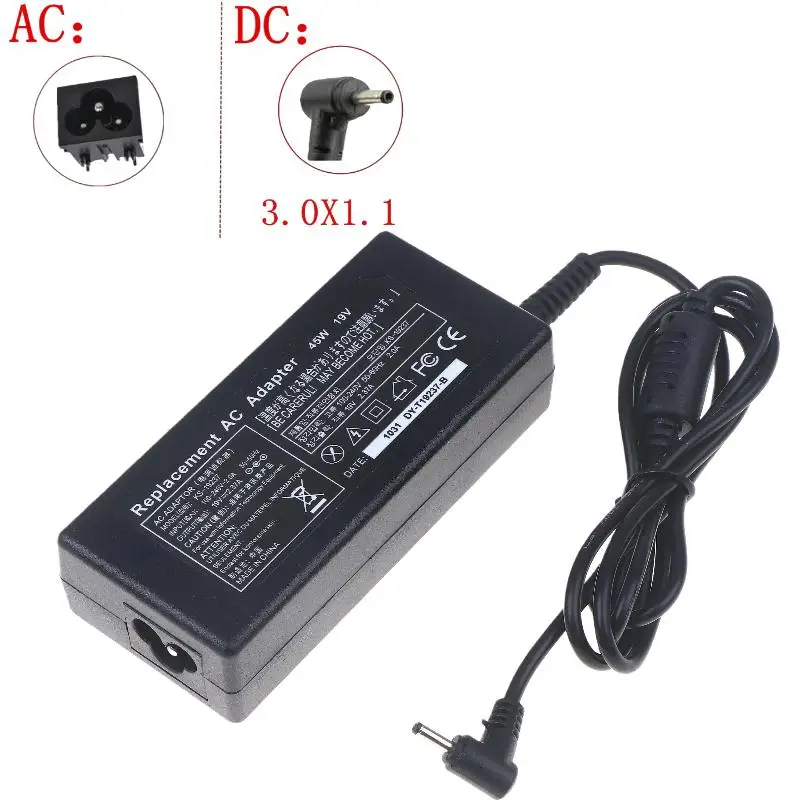 1Pcs Laptop Power Adapter Charger 19V 2.37A 45W 3.0*1.1mm AC For Acer A13-045N2A S7 S7-392/391 V3-371/372 V3-371-52PY/30FA