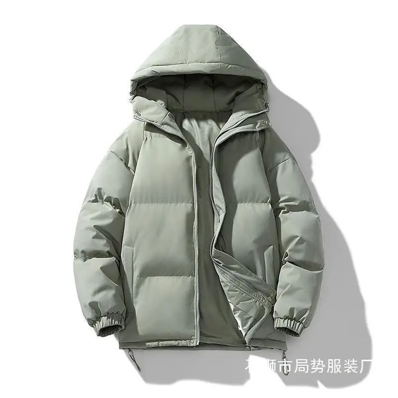 2025 Winter Men's Hooded Puffer Jacket Unisex Parkas Thickened Cotton Coat Loose Casual Warm Down Infused Outerwear