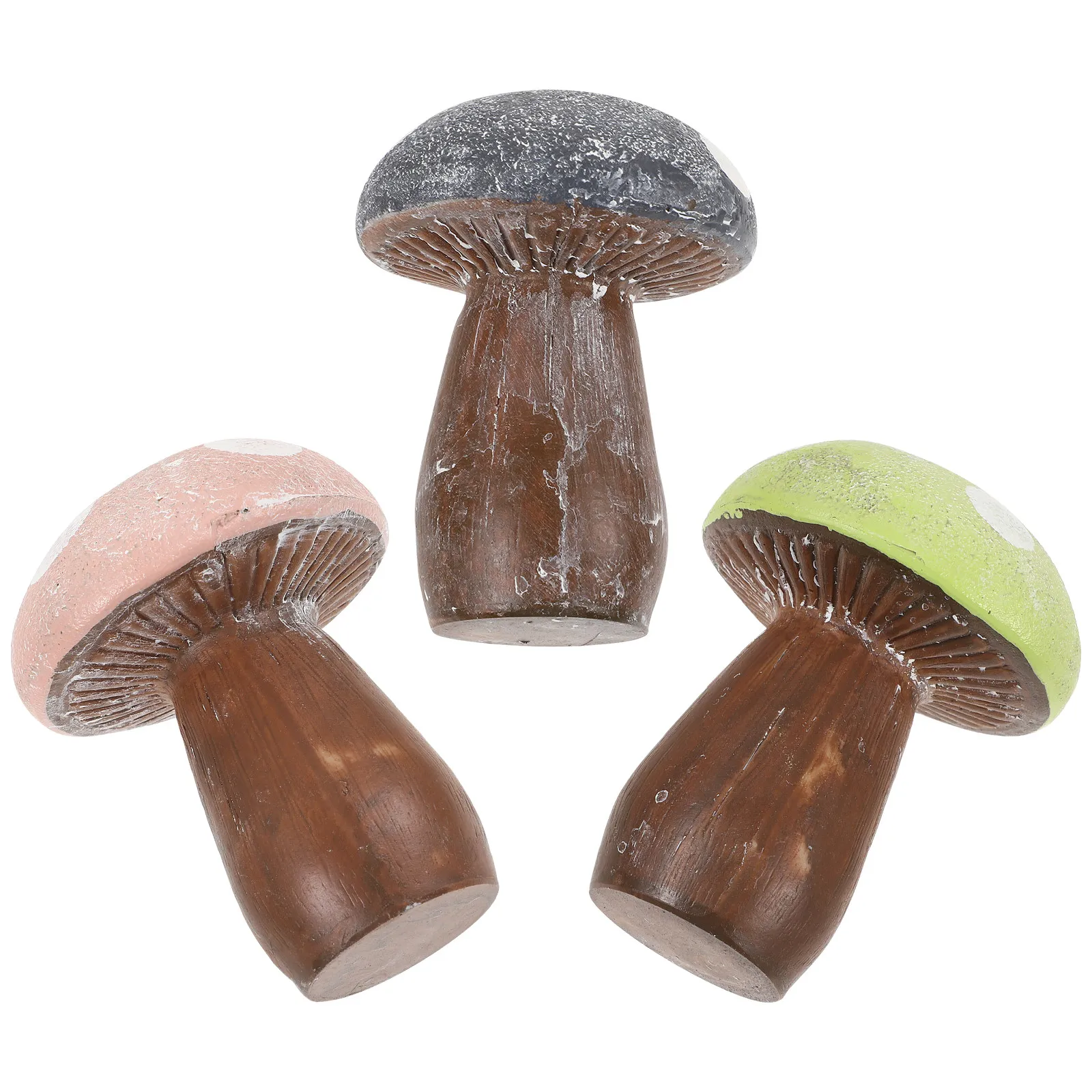 3Pcs Resin Mushroom Garden Ornament Bright Color Weatherproof Outdoor Decor for Bonsai Flower Pots Micro Landscape Christmas