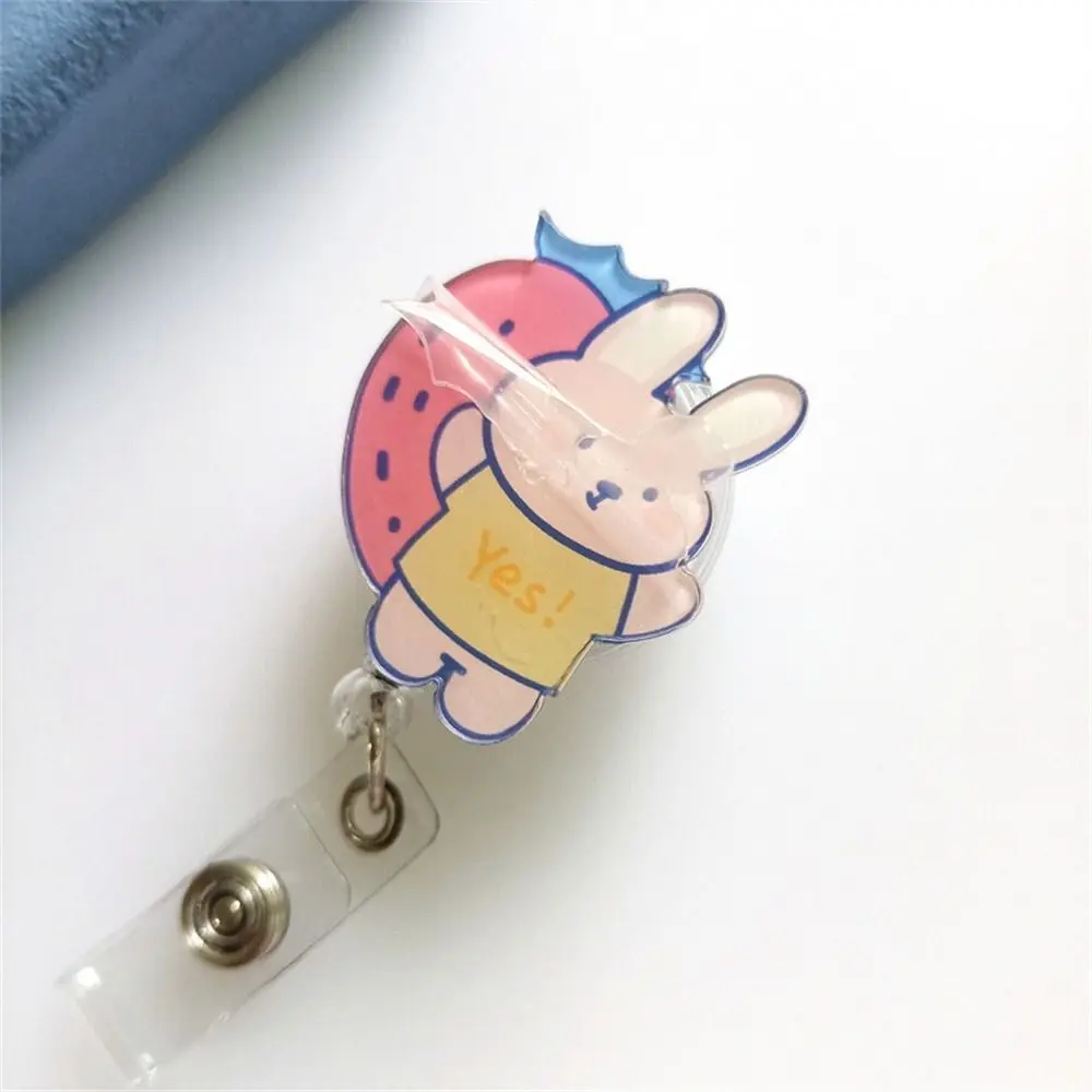 Cute Bear Retractable Badge Reel Work Card Clip Name Tag Nurse Badge Holder Chest Card Acrylic ID Card Clips Hospital Use
