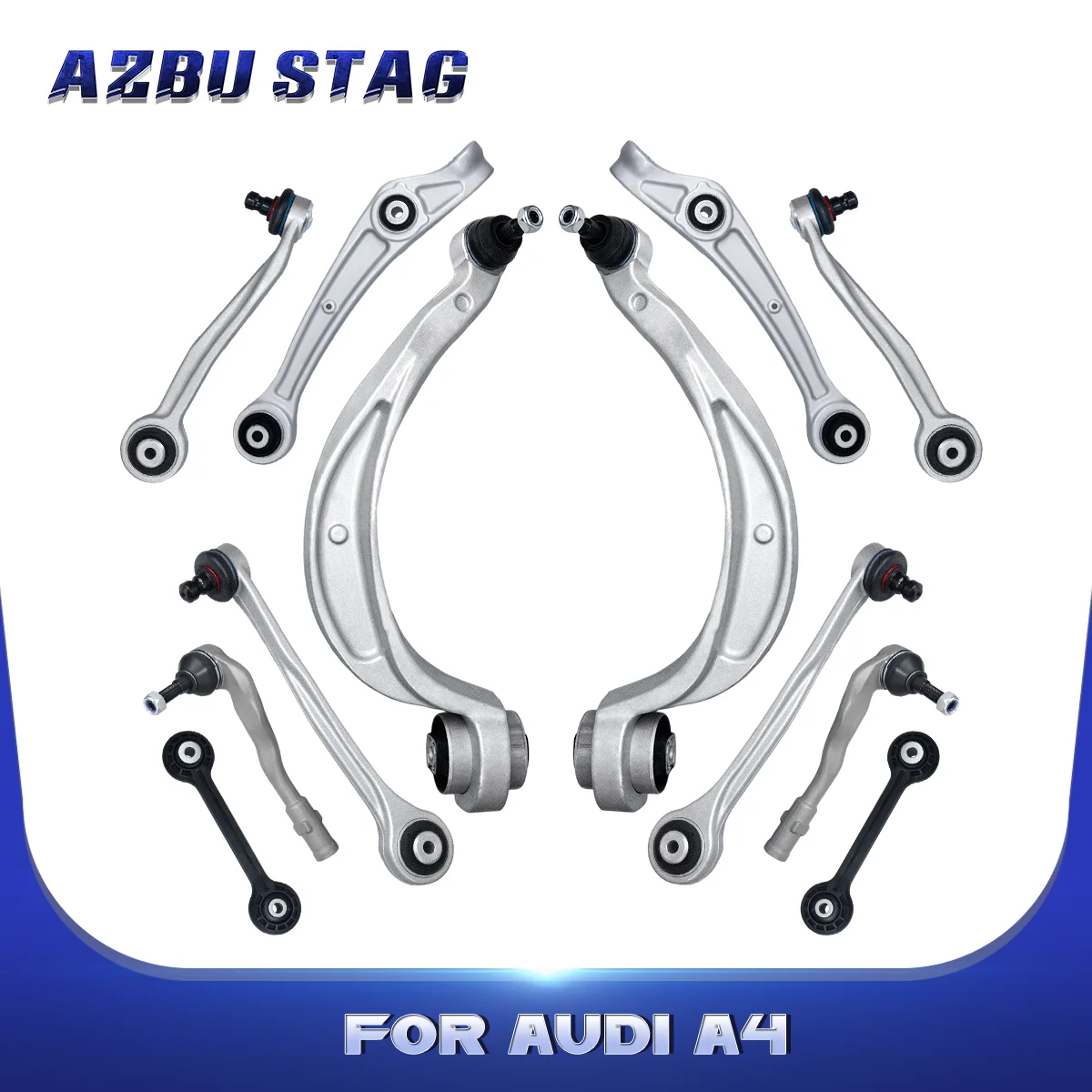 

AzbuStag 12 Pcs Front Lower Upper Rearward Left Right Control Arm for Audi A4 A5 RS5 S4 2012 2013 2014 2015