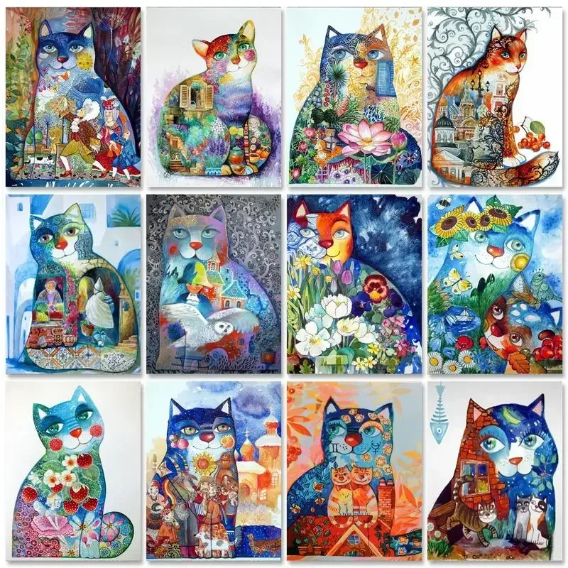 

117071 Painting by numbers With Diy frame Decorative paintings Cat Number paiting Adults crafts Wall Decor Gift