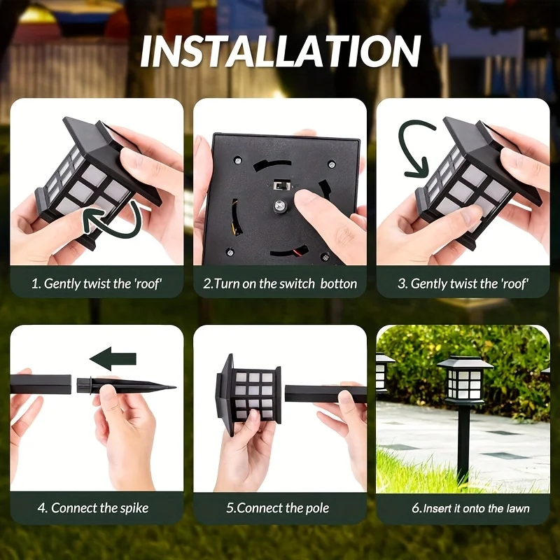 قطعتان من مصابيح LED التي تعمل بالطاقة الشمسية - ديكور الحديقة والحديقة الخارجية، توهج أصفر دافئ، المناظر الطبيعية، أضواء الحديقة الشمسية #5