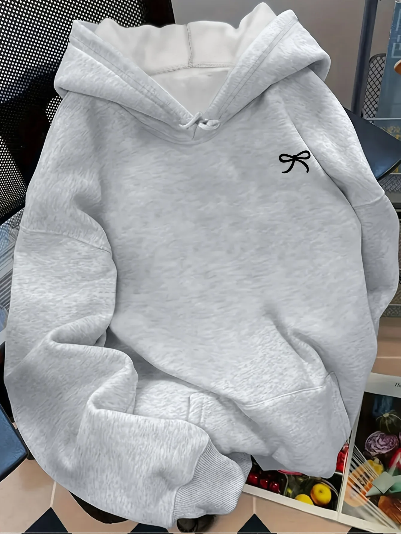 New Unisex Fashion Sweatshirt with Relaxed Letter Print Bow, Fashionable and Gentle, Casual Full Match Long Sleeved Style