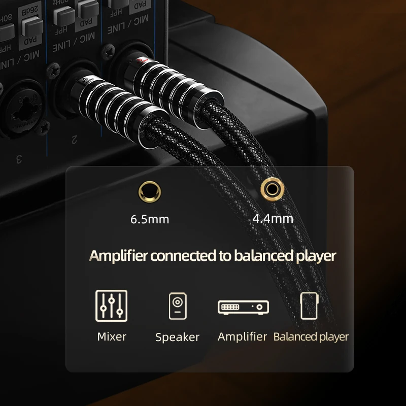 HiFi 4.4mm to Dual 6.5mm Cable OCC Silver Plated 4.4 Balanced to Splitter Dual 6.5 TS Audio Cable for Amplifier Balanced Player