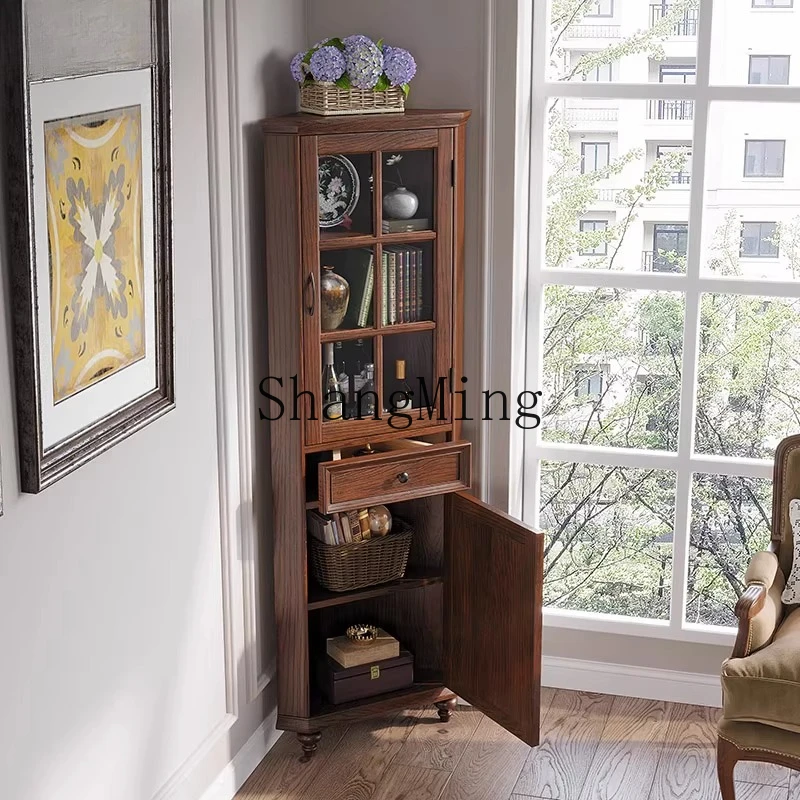 

ZYY high-end household pure solid wood corner cabinet, living room triangular storage storage cabinet