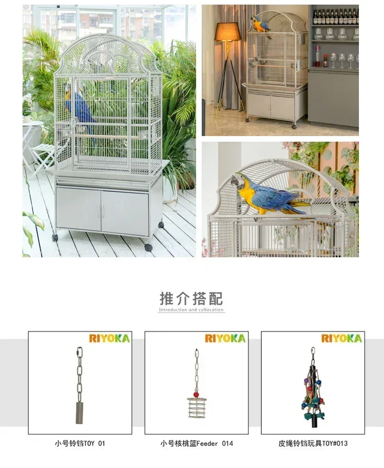 Deluxe Parrot Cage Metal Frame Large Size Bar Pub Easy Assembly Sturdy Durable Stable Comfortable Space Saving Ergonomic