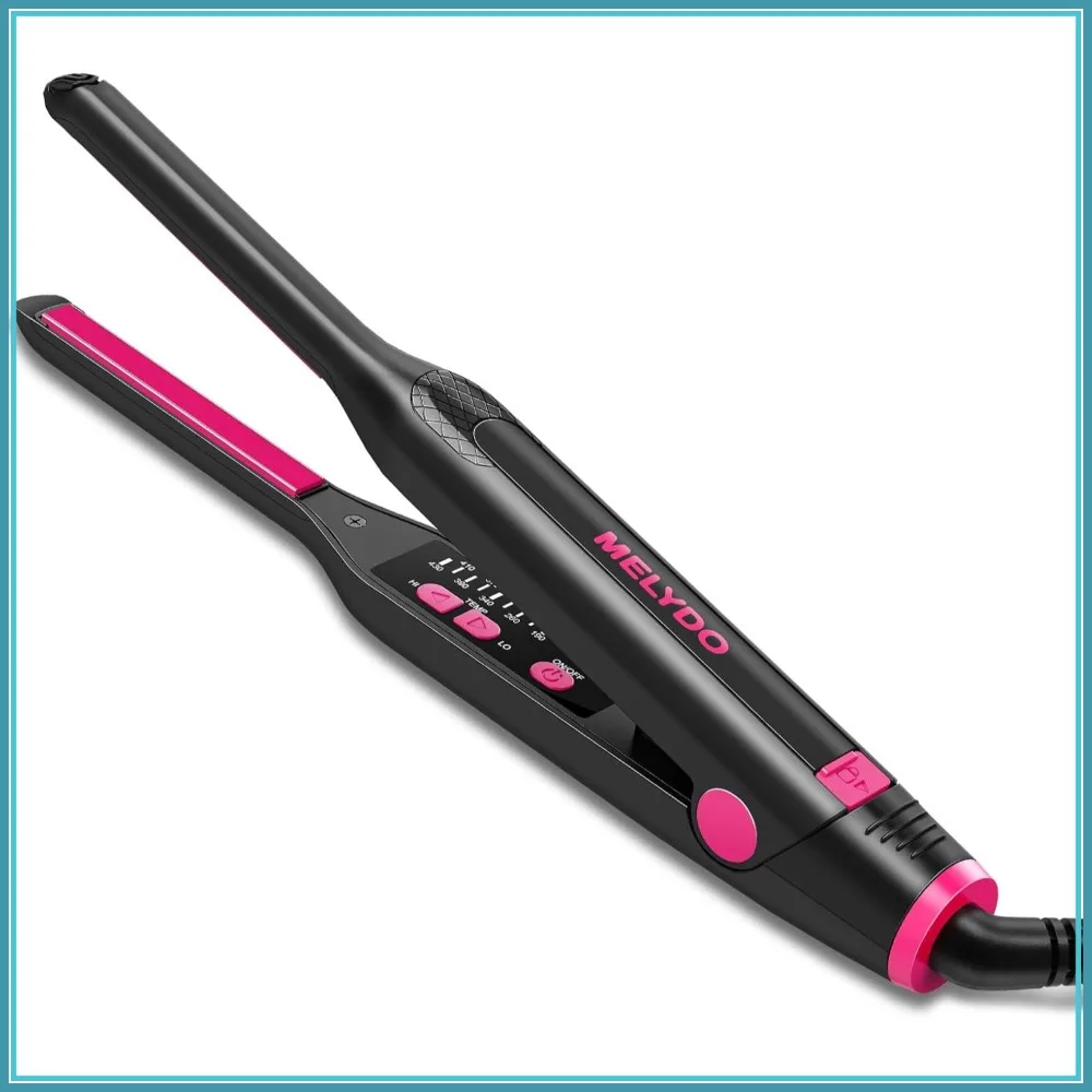 

3/10" Pencil Flat Iron for Short Hair, Mini Straightener with Adjustable Temp, Floating Plates, Auto Shut Off