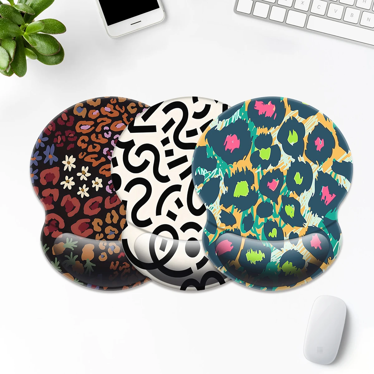 Dense Spots and Line Patterns Mouse Pad Wrist Ergonomic Soft Anti-Slip Wrist Rest Support Mat Computer Mouse Pad For Office PC