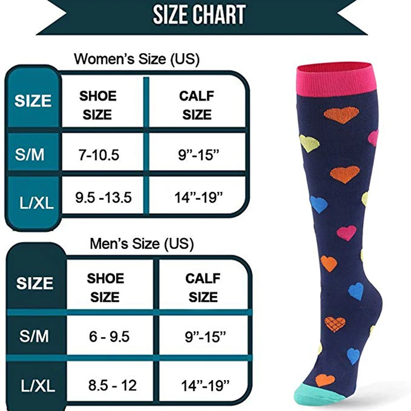 Compression Socks Women Men Sports Socks Fitness Bikes Football Nurses Medical Knee Length Elastic Socks Edema Pregnancy Nurse