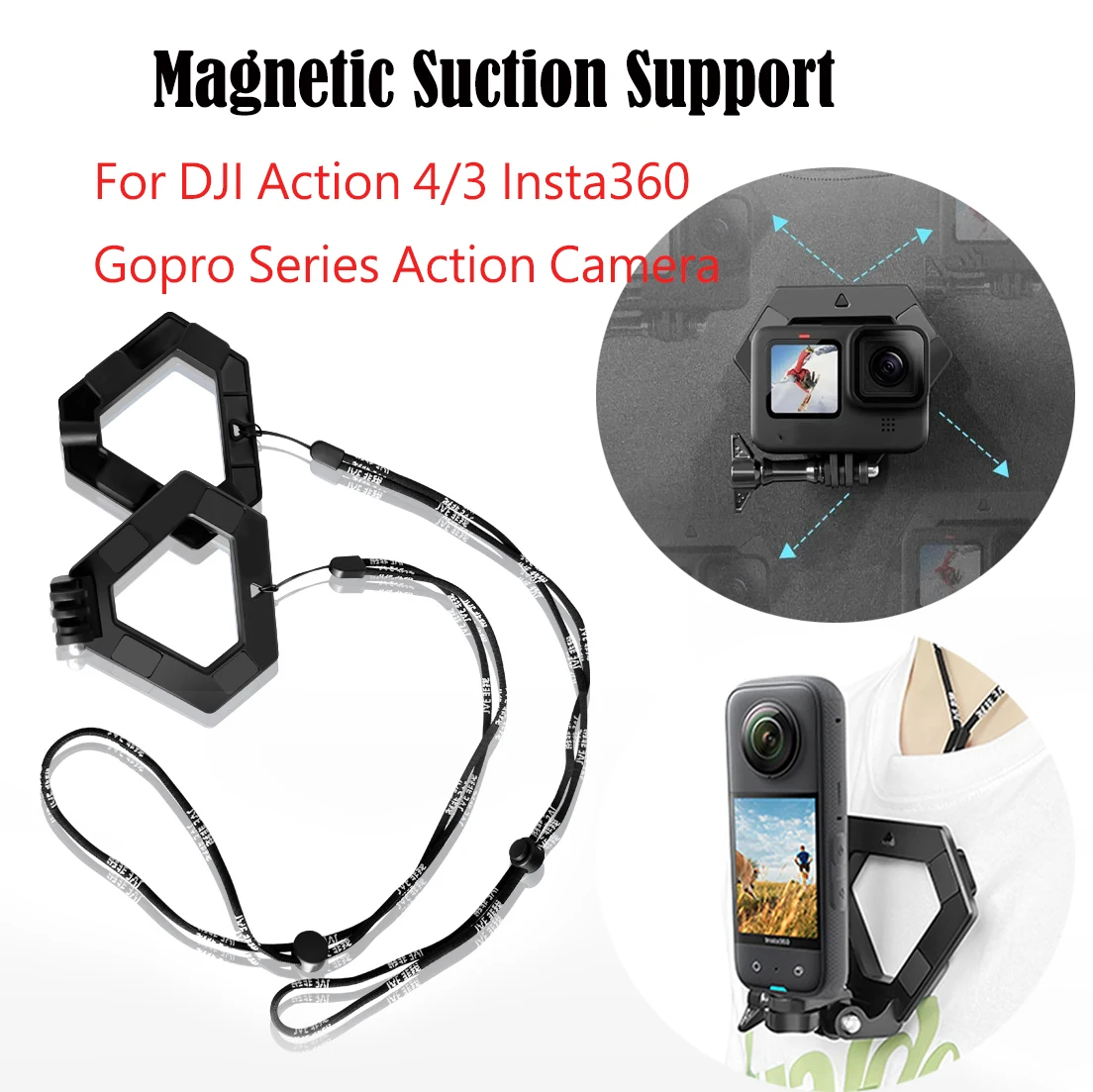 Magnetic Suction Support for DJI Action 4 Gopro 11 Insta360 X3 Strong Magnet Adsorption Chest Bracket Take First Person Bracket