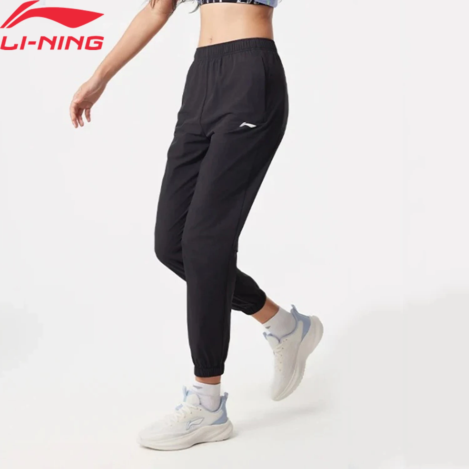 

Женские брюки для бега Li-Ning AT DRY FREEZE, стандартный крой, 86% нейлон, 14% спандекс, удобные дышащие спортивные брюки с подкладкой AYKV130