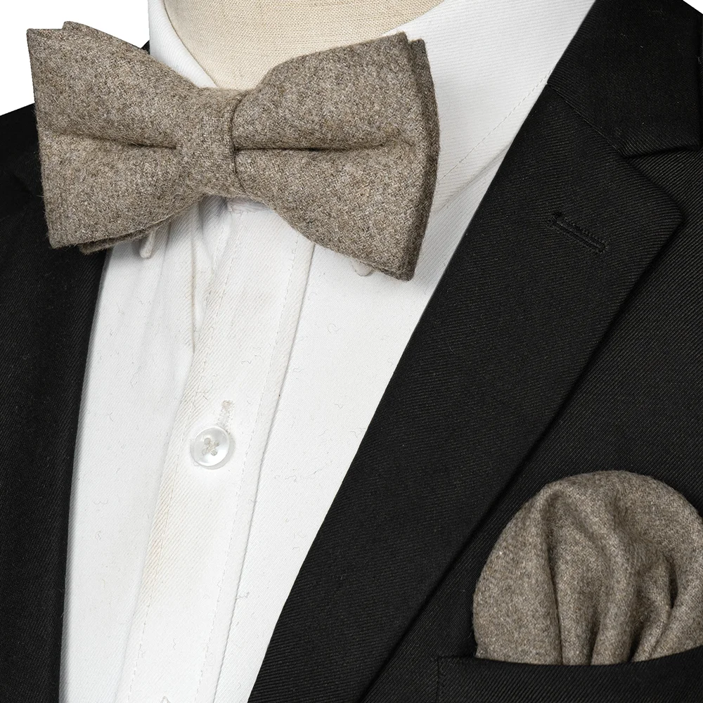 EASTEPIC Kaschmir-Krawatte, doppellagig, dick, Fliege für Herren, Einstecktuch-Set, Woll-Accessoire, warme Farbe, Hochzeitsgeschenk, Winterparty – Detail 16