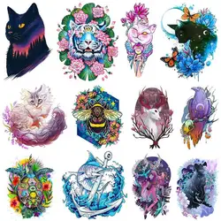 Thermoadhesive Patches for Clothing Iron On Patches for Clothing, DIY T-shirt Sticker, Turtle Rose, Tiger Heat Transfer