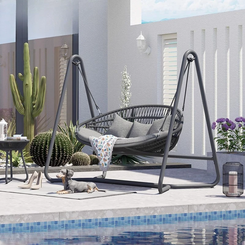 

Leisure Villa Courtyard Electric Rocking Chair Outdoor Rain and Sun Protection Rattan Double Chair with Shed Swing