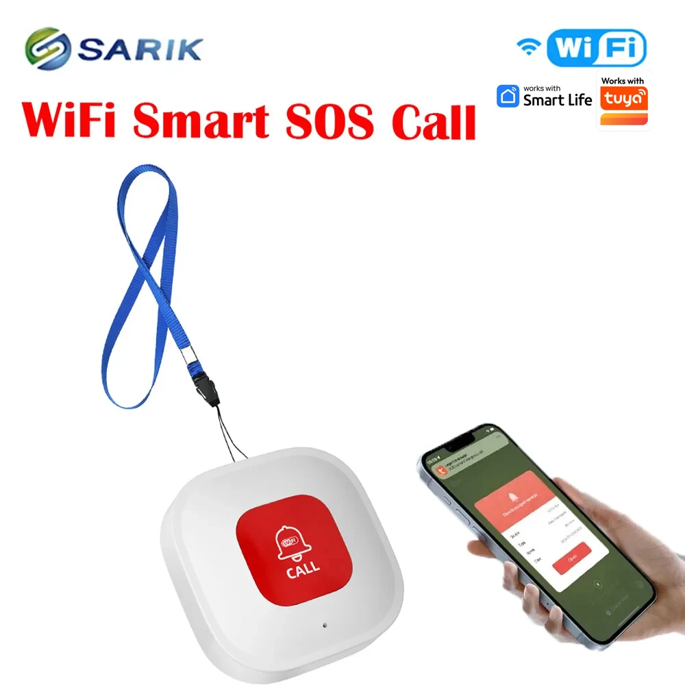 

Work with tuya Elder Care Emergency Panic Alarm Switch Smart WiFi SOS Button Mobile App Alert for Home Hospital
