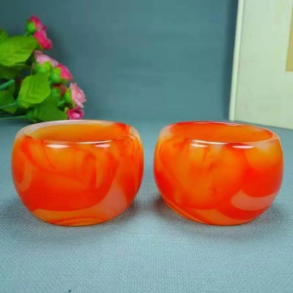 1pc 6.6cm Chinese Natural Red Jade Tea Cup Wine Bowl Kung Fu Tea Set Home Decor