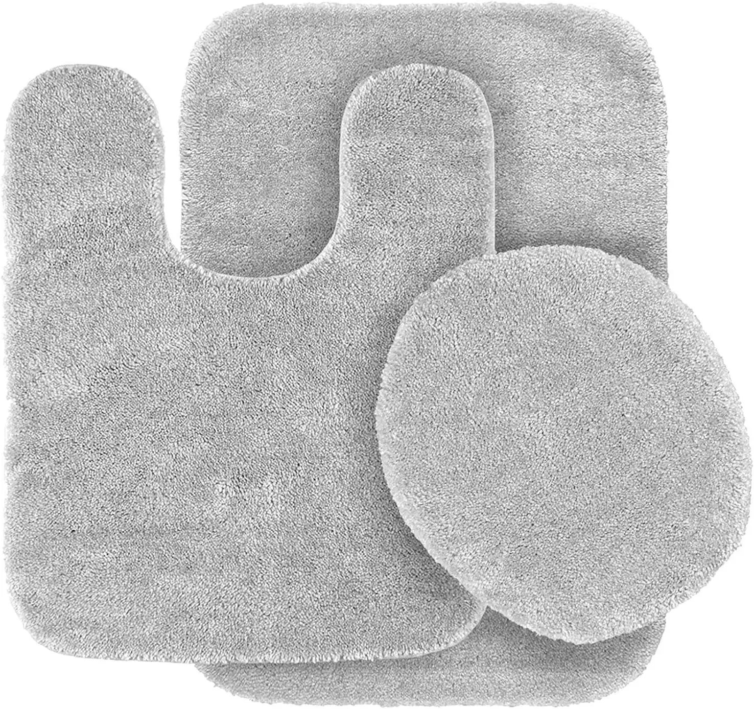 

3 Piece Bathroom Rug Set Bath Rug, Contour Mat, & Lid Cover Non-Slip with Rubber Backing Solid Color