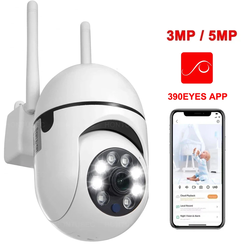 

390EYES 2.4G 5MP WiFi PTZ Camera Indoor Security Wifi Camera Motion Detection Auto Tracking Two Way Audio Surveillance Camera