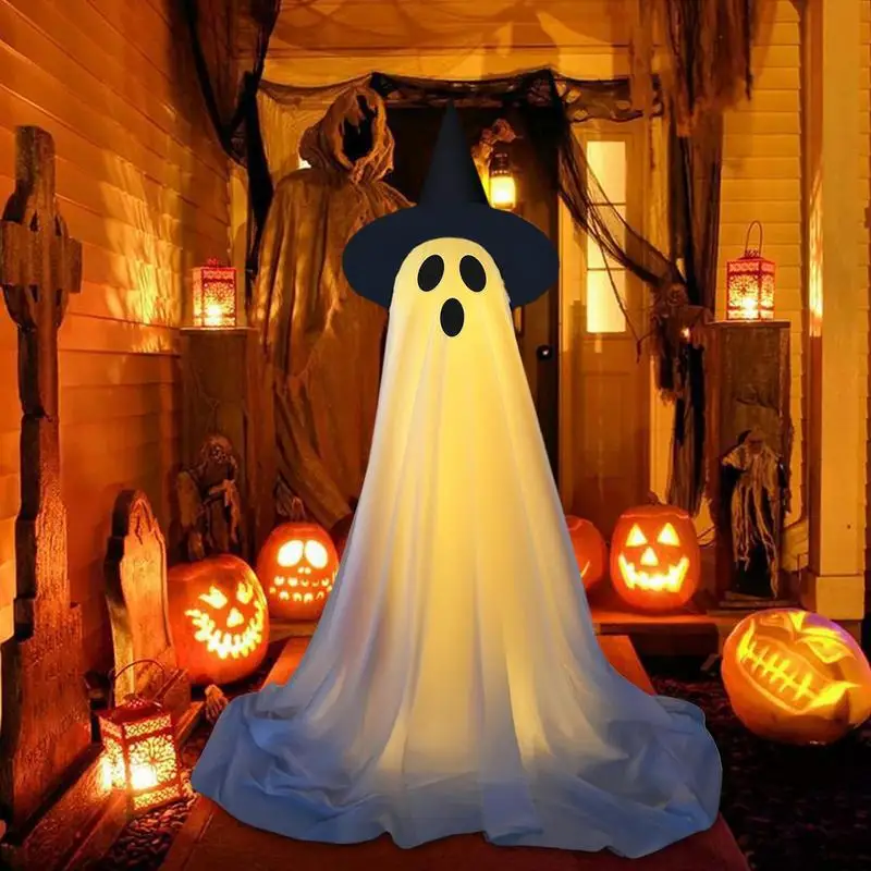 Large Light-up Ghosts Decorative Garden Ghost For Halloween 2X Halloween Lighted Ghosts Large Cute Light Up Ghost Decoration For